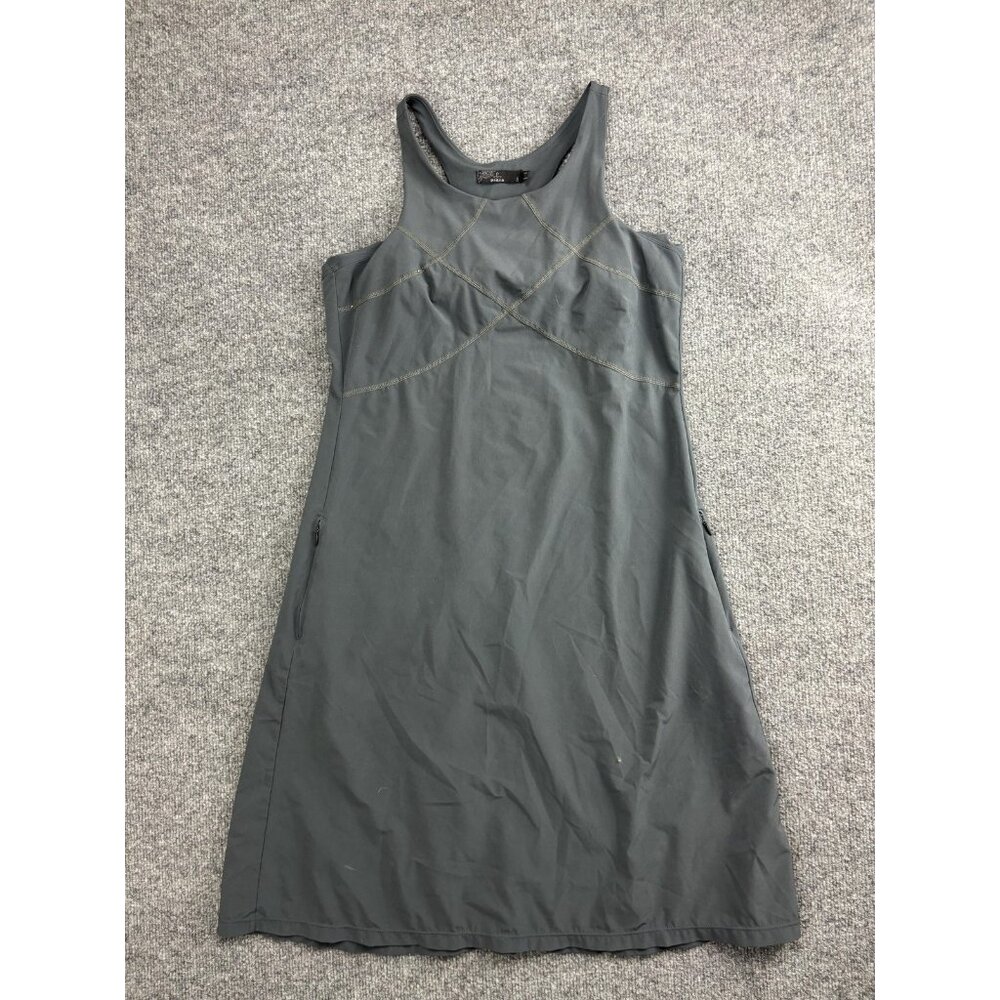 Prana Tank Dress Womens Small Gray Sleeveless A Line Travel Casual Zip Pockets